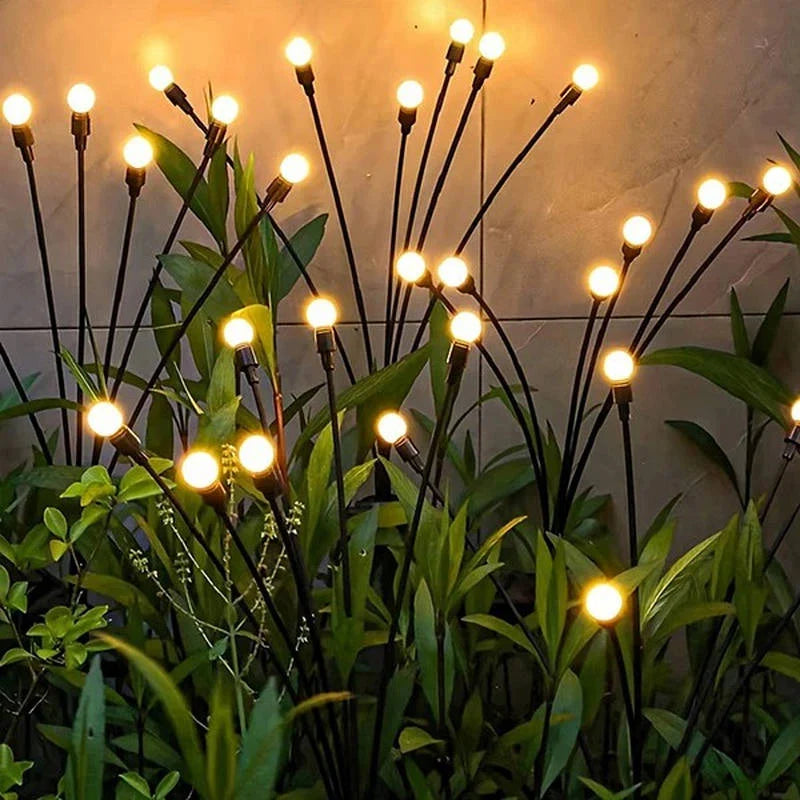 Solar Garden Lights Firefly Effect Stainless Steel Weather Resistant