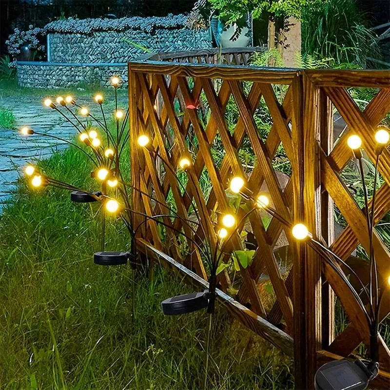 Solar Garden Lights Firefly Effect Stainless Steel Weather Resistant
