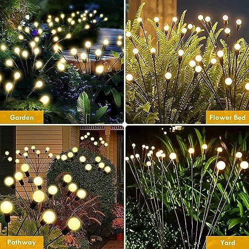 Solar Garden Lights Firefly Effect Stainless Steel Weather Resistant
