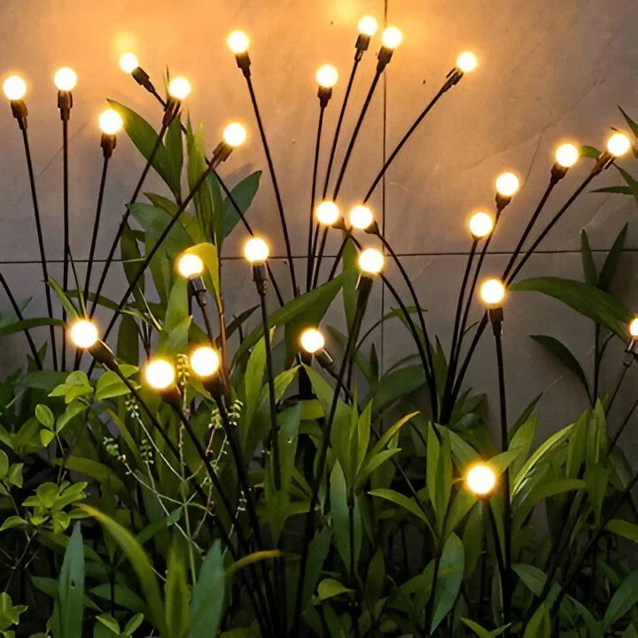 Solar Garden Lights Firefly Flicker Flexible Stems Warm White