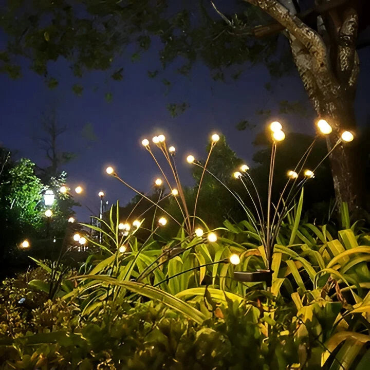 Solar Garden Lights Firefly Flicker Flexible Stems Warm White