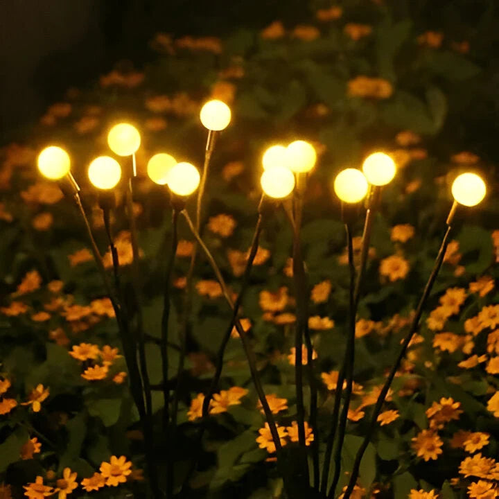 Solar Garden Lights Firefly Flicker Flexible Stems Warm White