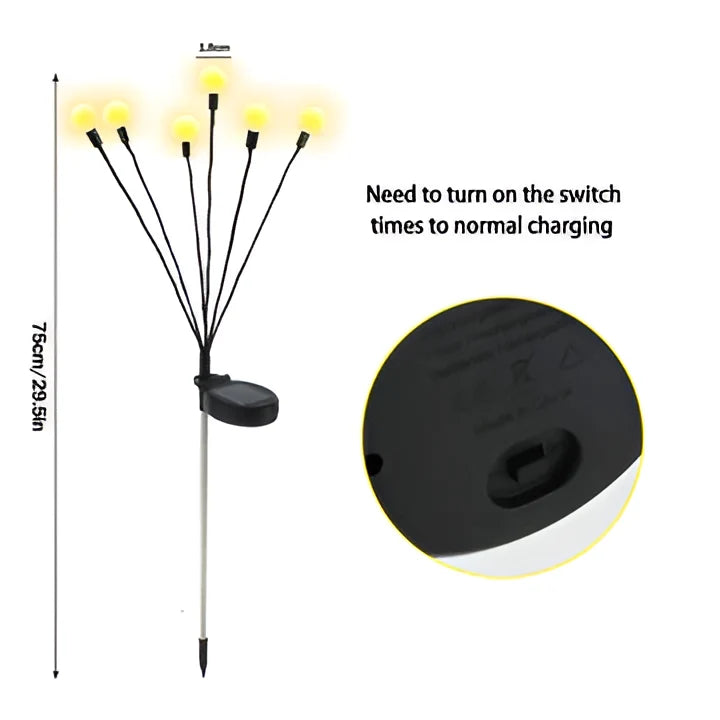 Solar Garden Lights Firefly Flicker Flexible Stems Warm White