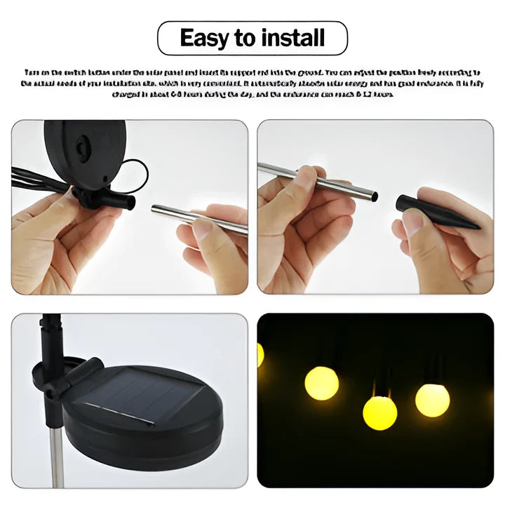 Solar Garden Lights Firefly Flicker Flexible Stems Warm White