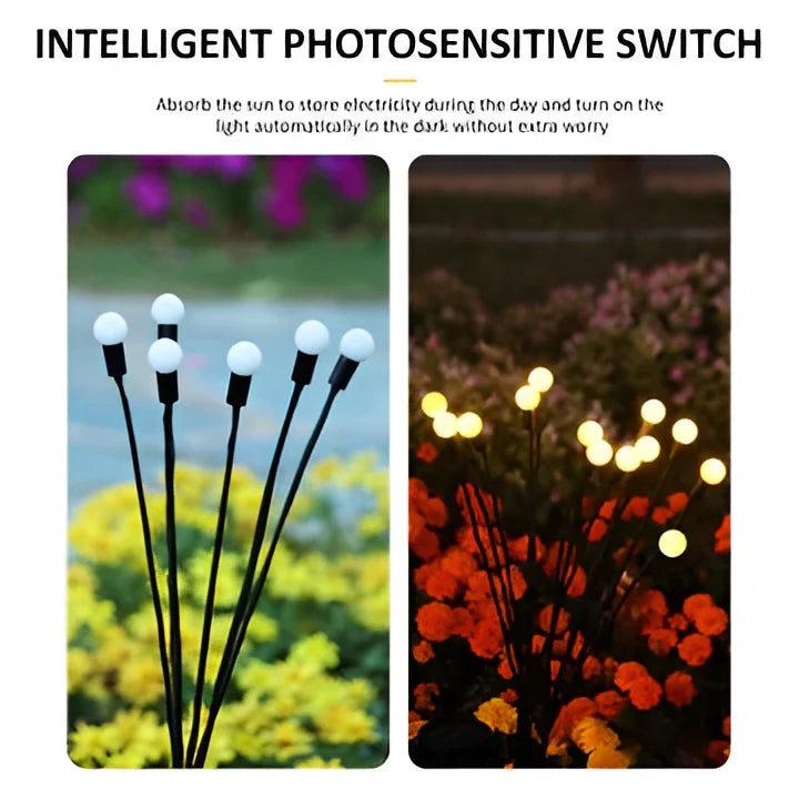 Solar Garden Lights Firefly Flicker Flexible Stems Warm White