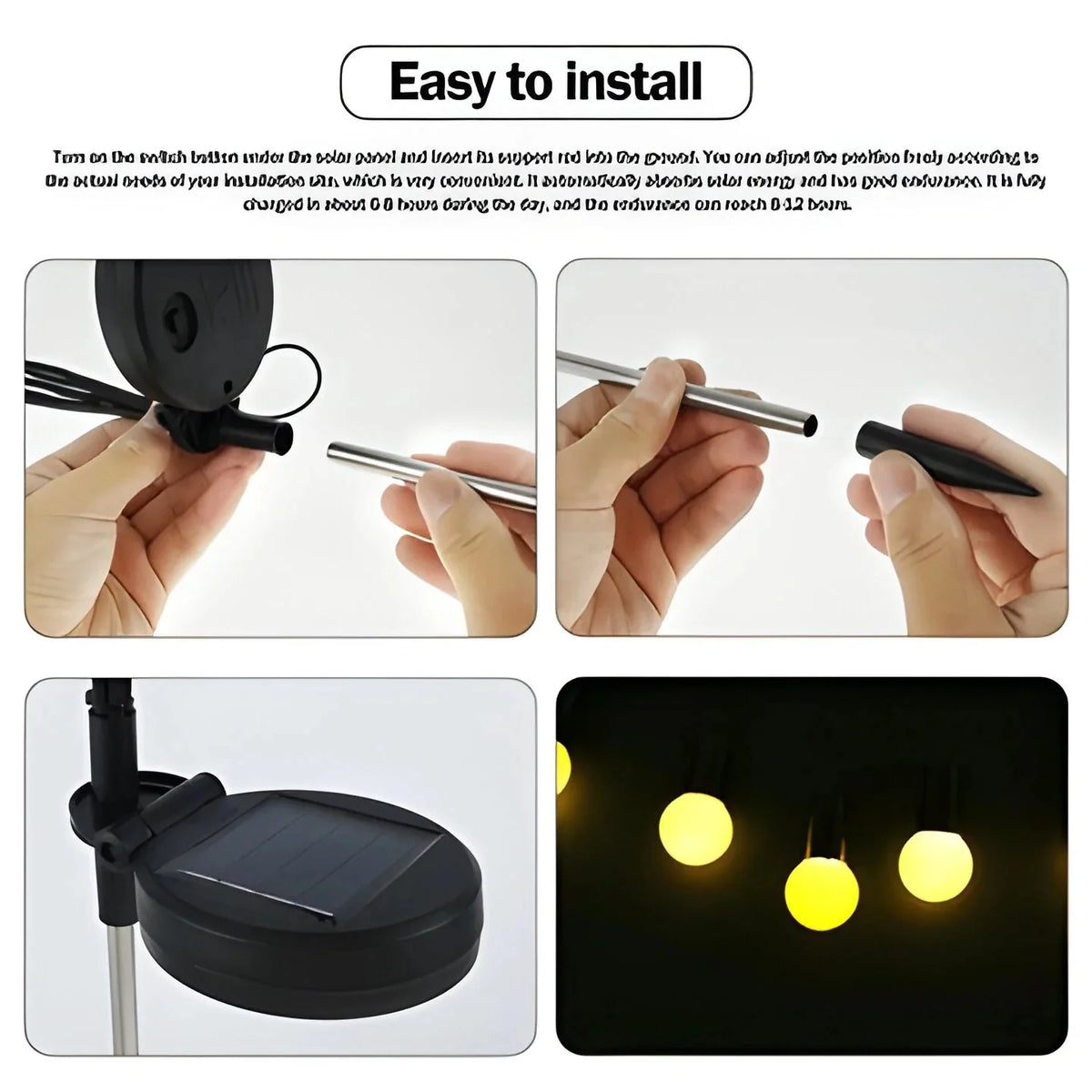 Solar Garden Lights Firefly Warm Glow Auto Dusk Sensor