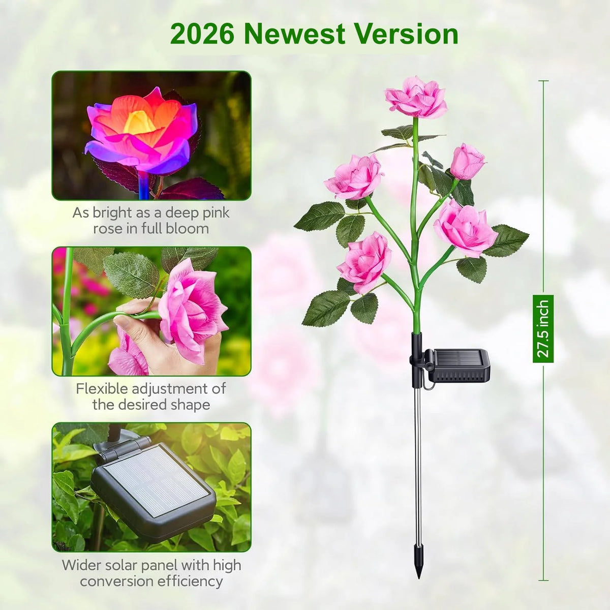 Solar Garden Lights Rose-Shaped Color-Changing IP65