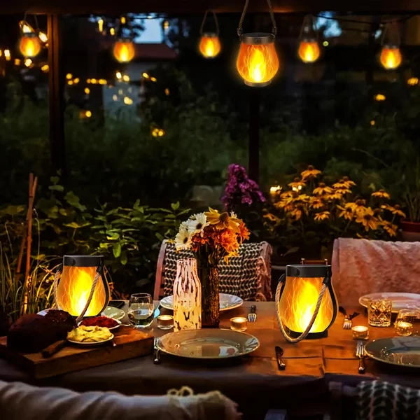 Solar Lantern Realistic Flame Effect USB-C Backup