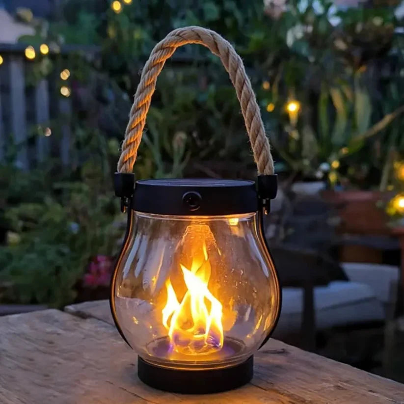 Solar Lantern Realistic Flame Effect USB-C Backup