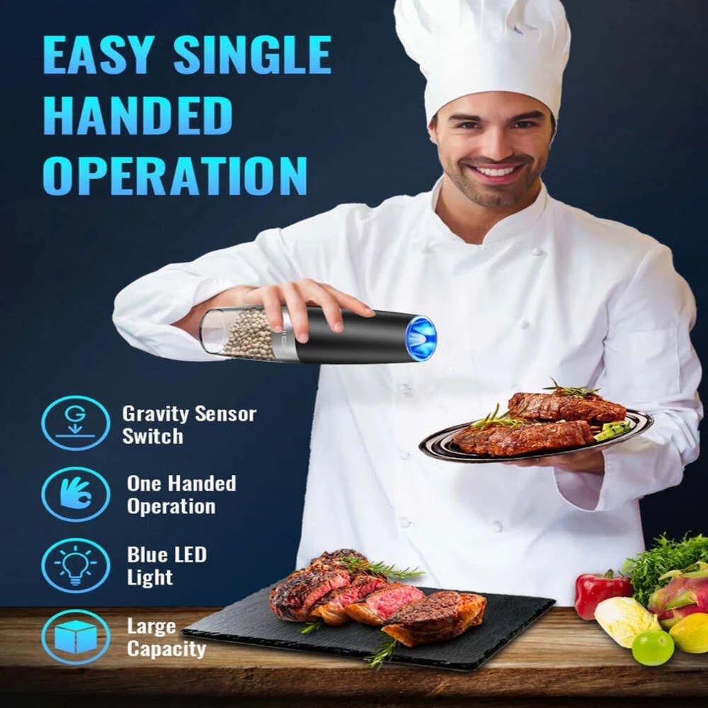 Spice Grinder Gravity-Activated One-Hand Operation Adjustable Coarseness