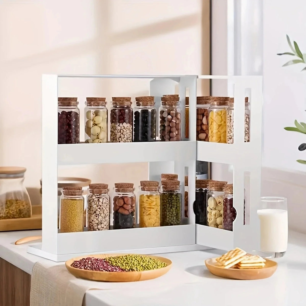 Spice Rack Two-Tier Swivel 20-Jar Non-Slip Base