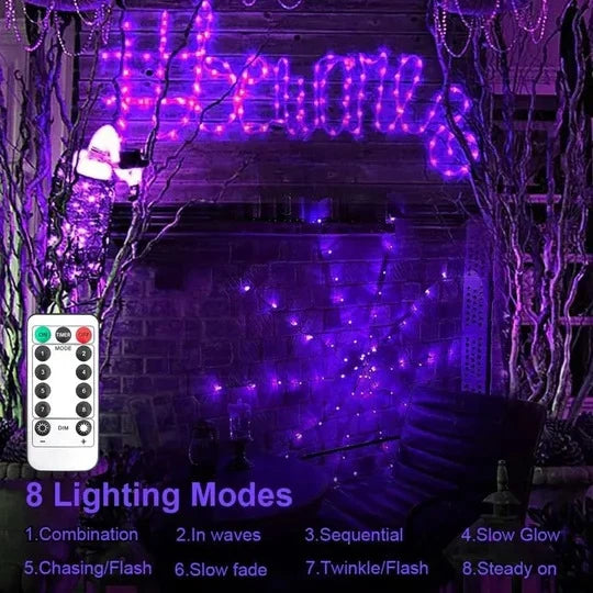 Spider Web Lights 4-Foot Remote-Controlled USB & Battery Powered