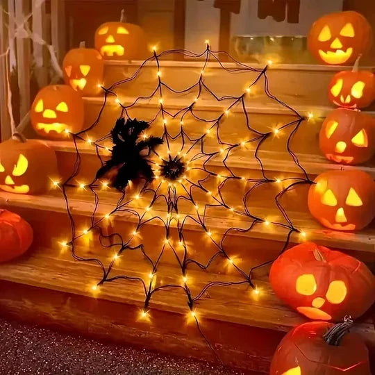 Spider Web Lights Purple 80 LEDs Remote Control