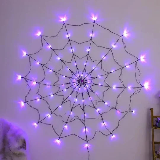 Spider Web Lights Purple 80 LEDs Remote Control