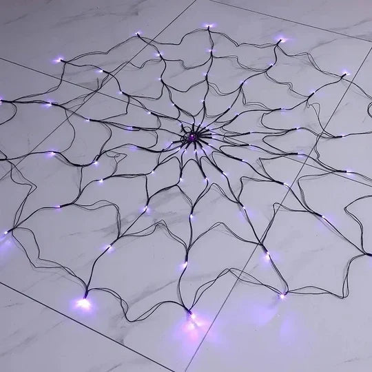 Spider Web Lights Purple 80 LEDs Remote Control