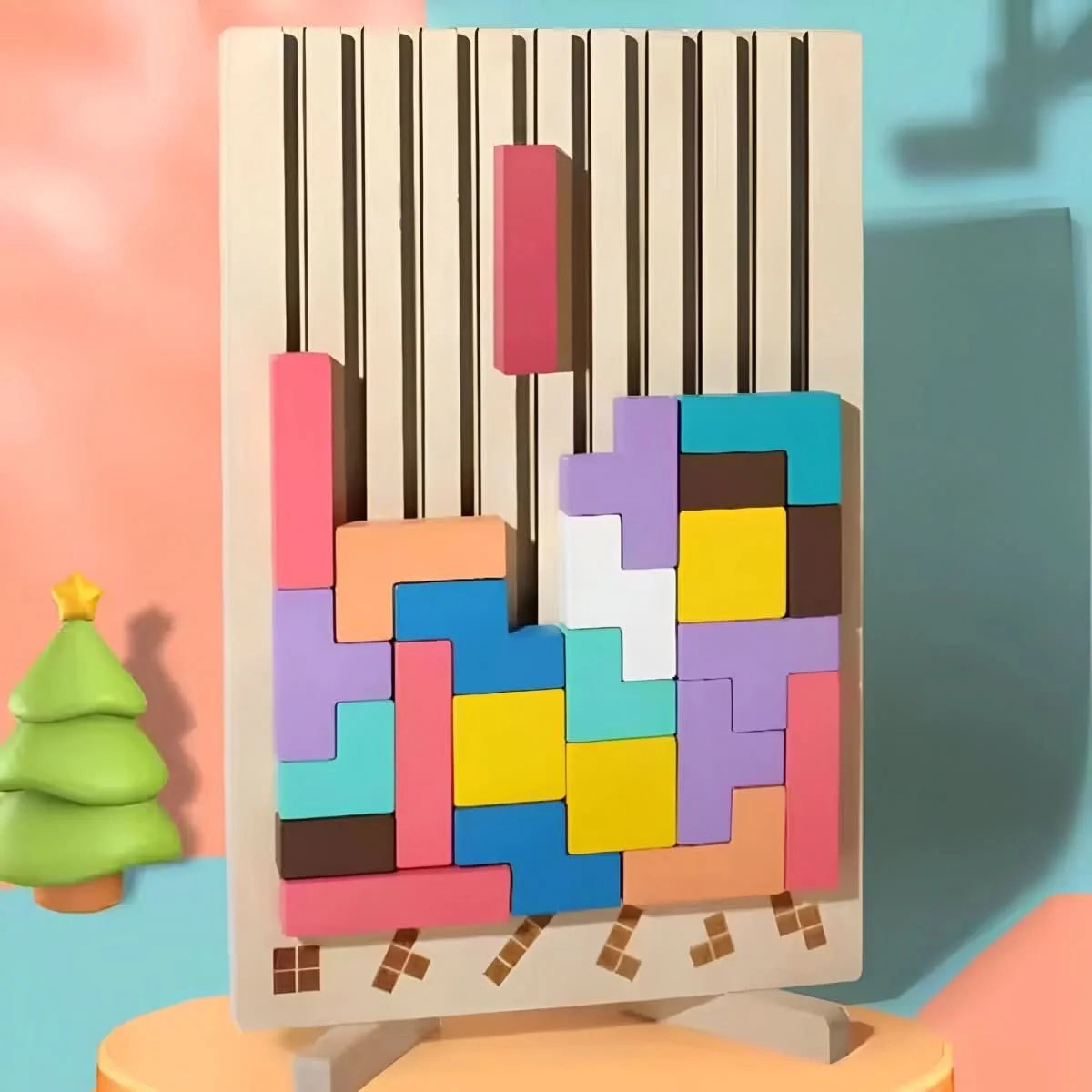 Stacking Puzzle Wooden Colorful Non-Toxic Blocks