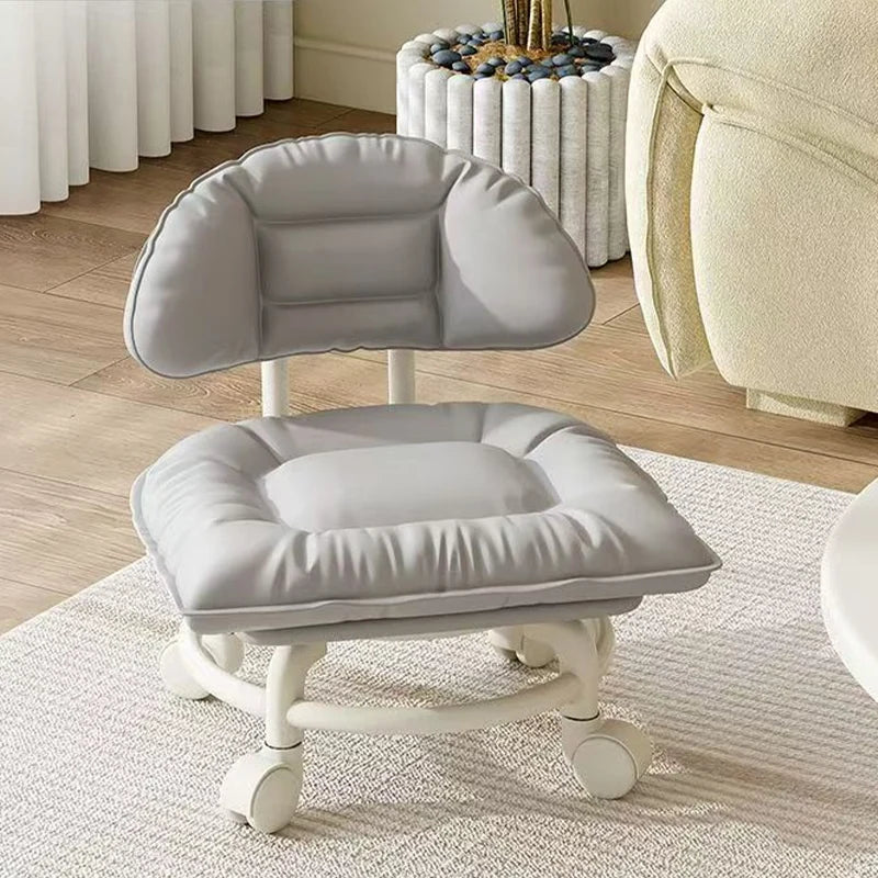 Stool Low Seat Padded Backrest & Quiet Casters