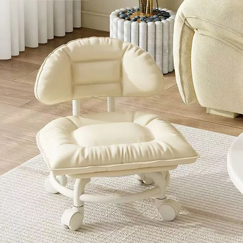 Stool Low Seat Padded Backrest & Quiet Casters