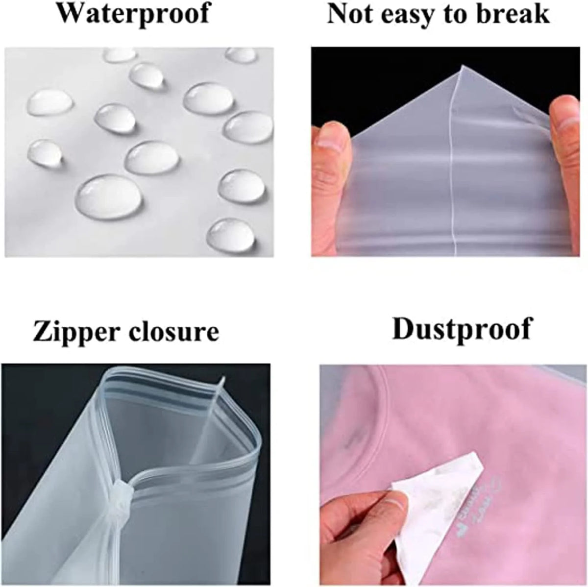 Storage Bags Slide Zip Closure Frosted Translucent & Ventilated