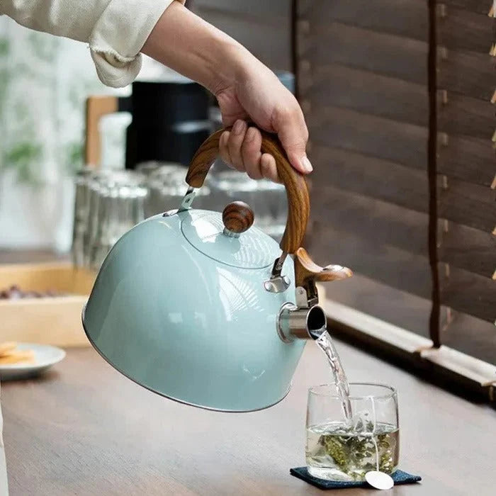Stovetop Kettle Whistling Alert Insulated Handle Even Heat Base
