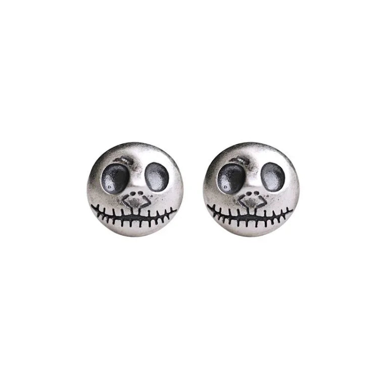 Stud Earrings 925 Sterling Silver Pumpkin Skull Design