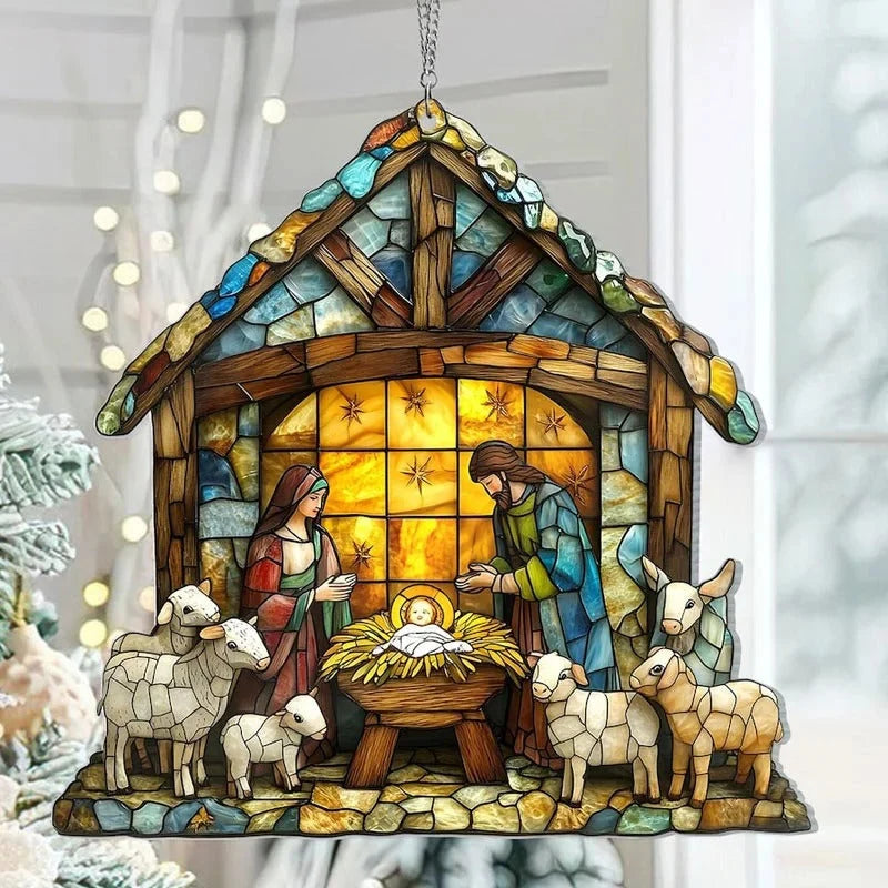 Suncatcher Transparent Nativity Silhouette 4 Inch Square