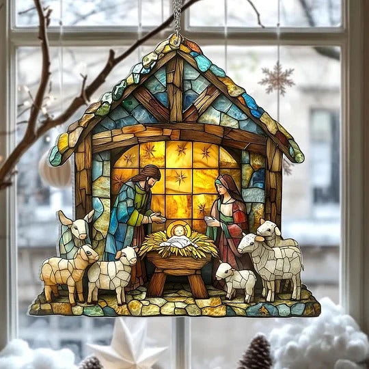 Suncatcher Transparent Nativity Silhouette 4 Inch Square