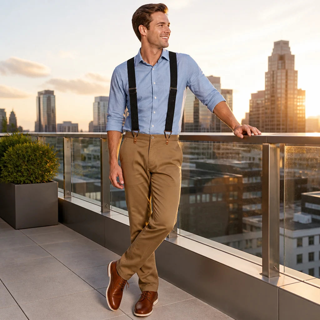 Suspenders Heavy-Duty Elastic Metal Clips Adjustable Fit