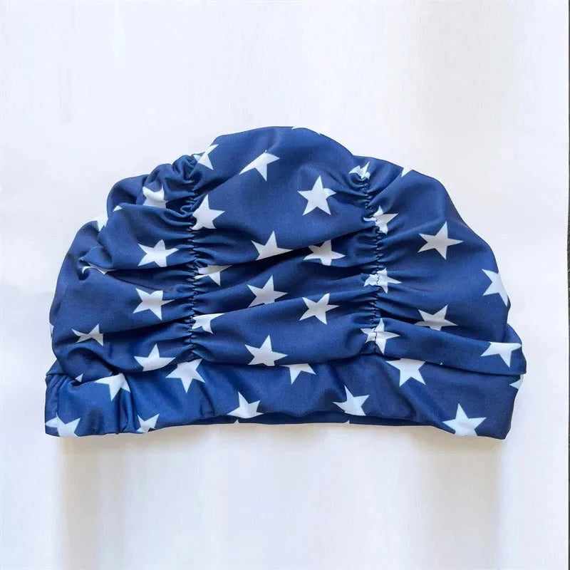 Swim Cap Turban Twist Front Stretch Fit & Quick-Dry