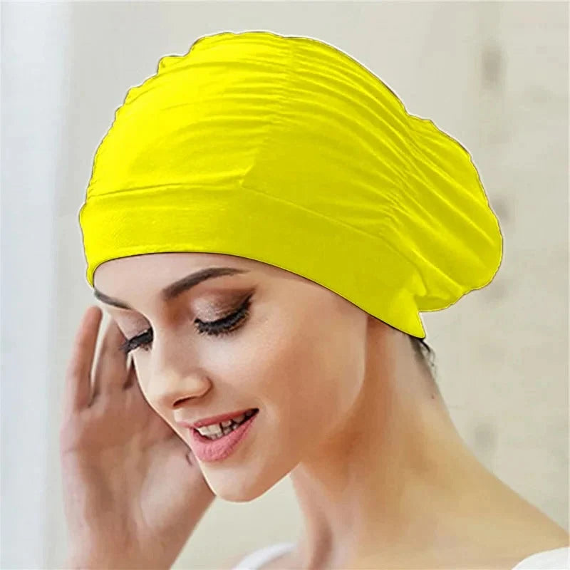 Swim Cap Turban Twist Front Stretch Fit & Quick-Dry