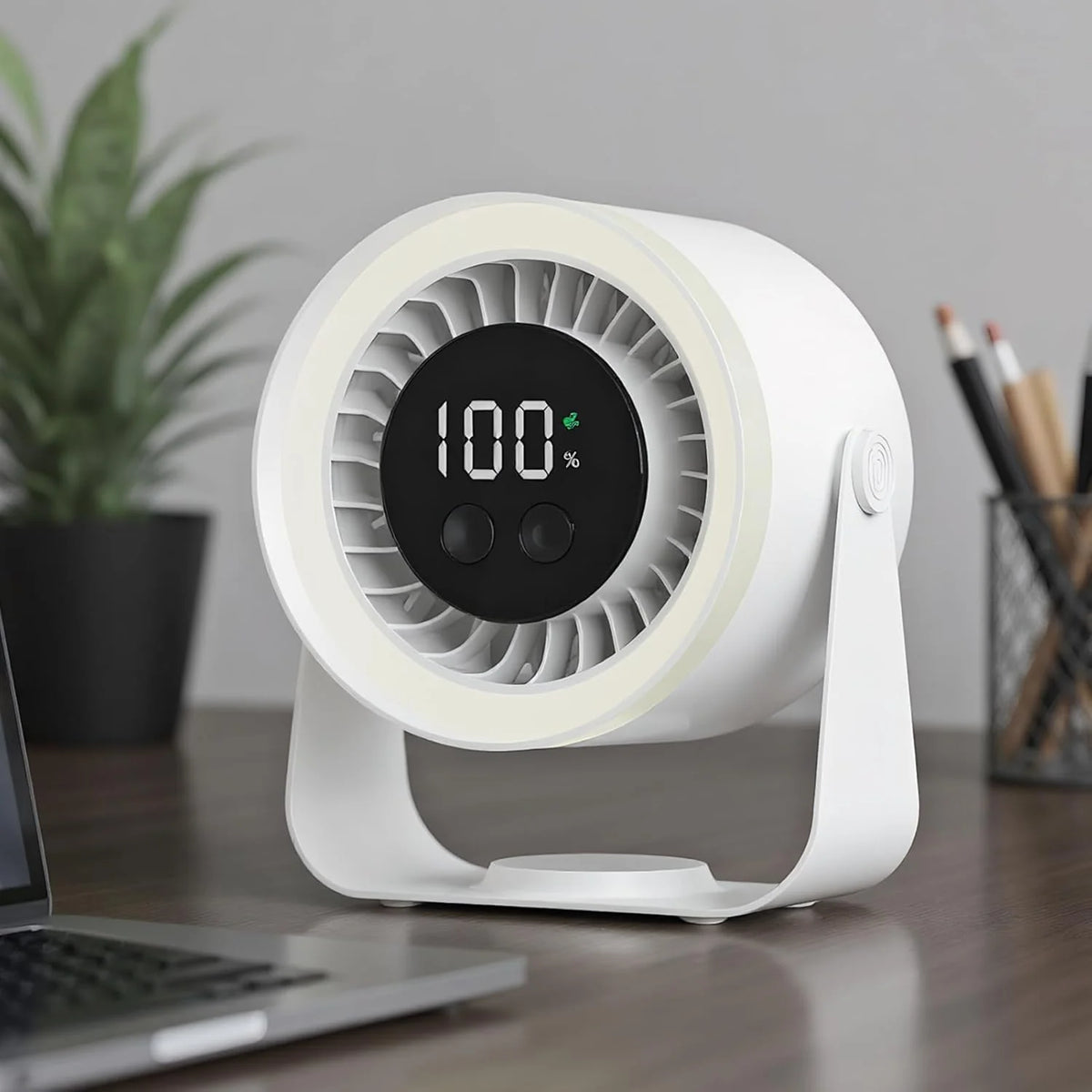 Table Fan Ultra-Quiet 10 Speeds USB-C Rechargeable