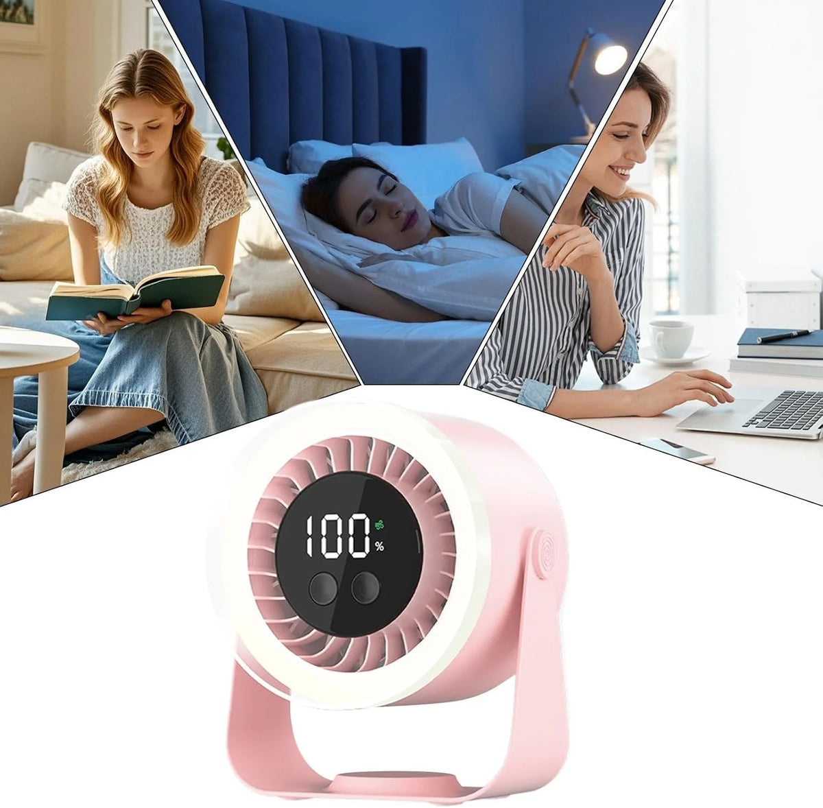 Table Fan Ultra-Quiet 10 Speeds USB-C Rechargeable
