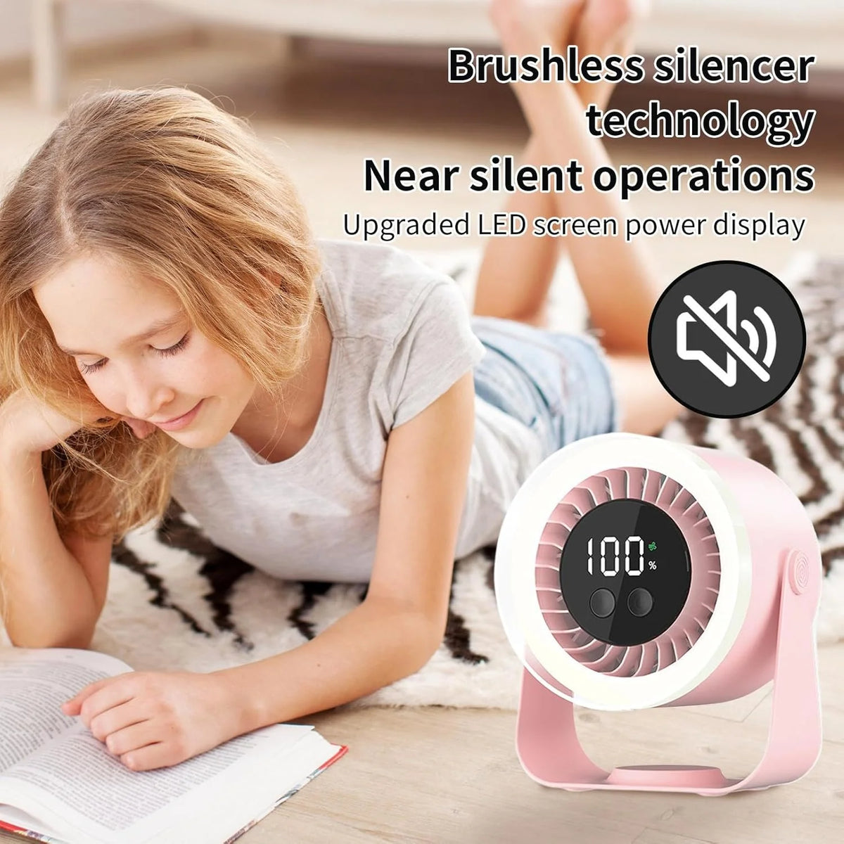 Table Fan Ultra Quiet USB-C Rechargeable 10 Hour Runtime