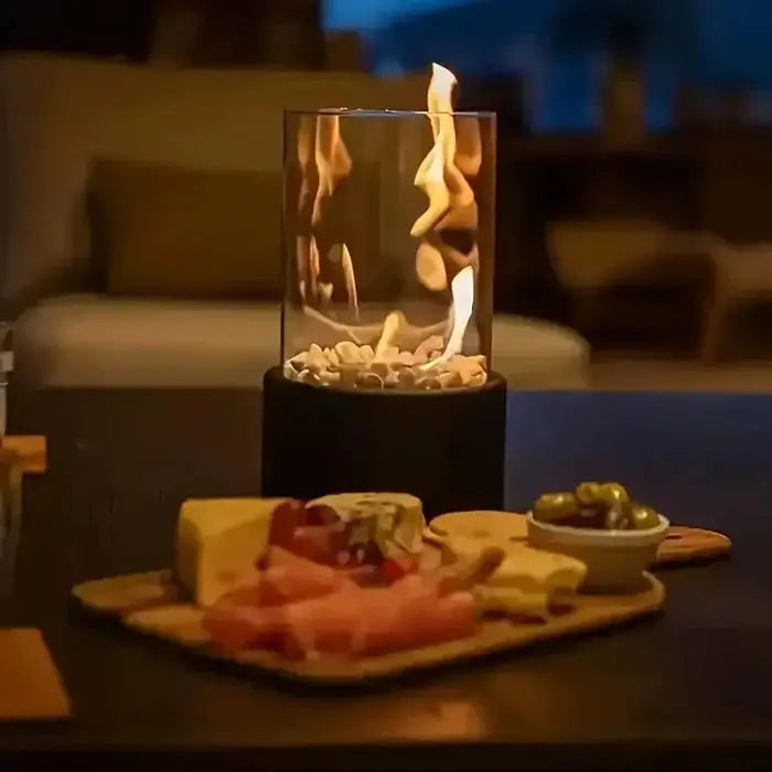 Table Fire Lantern Real Flame Borosilicate Glass