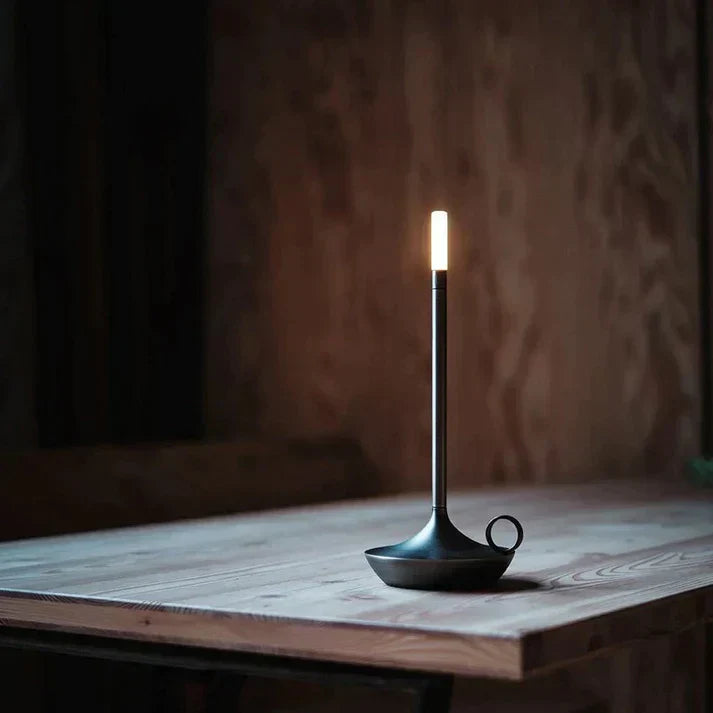 Table Lamp Brushed Aluminum Dimmable Touch Battery Powered