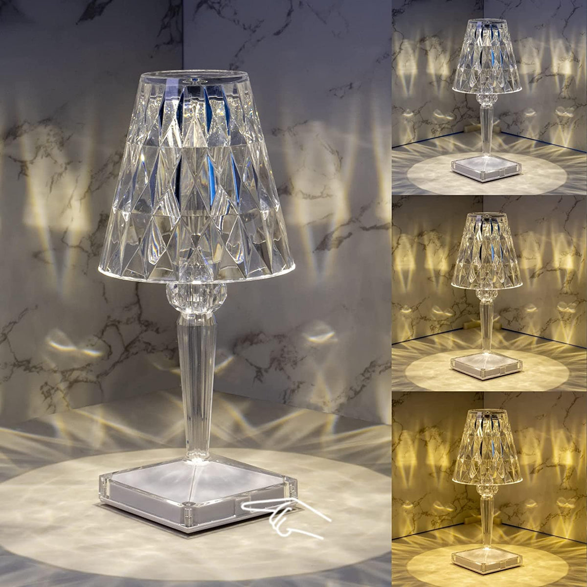 Table Lamp Diamond-Pattern LED Touch & USB Powered
