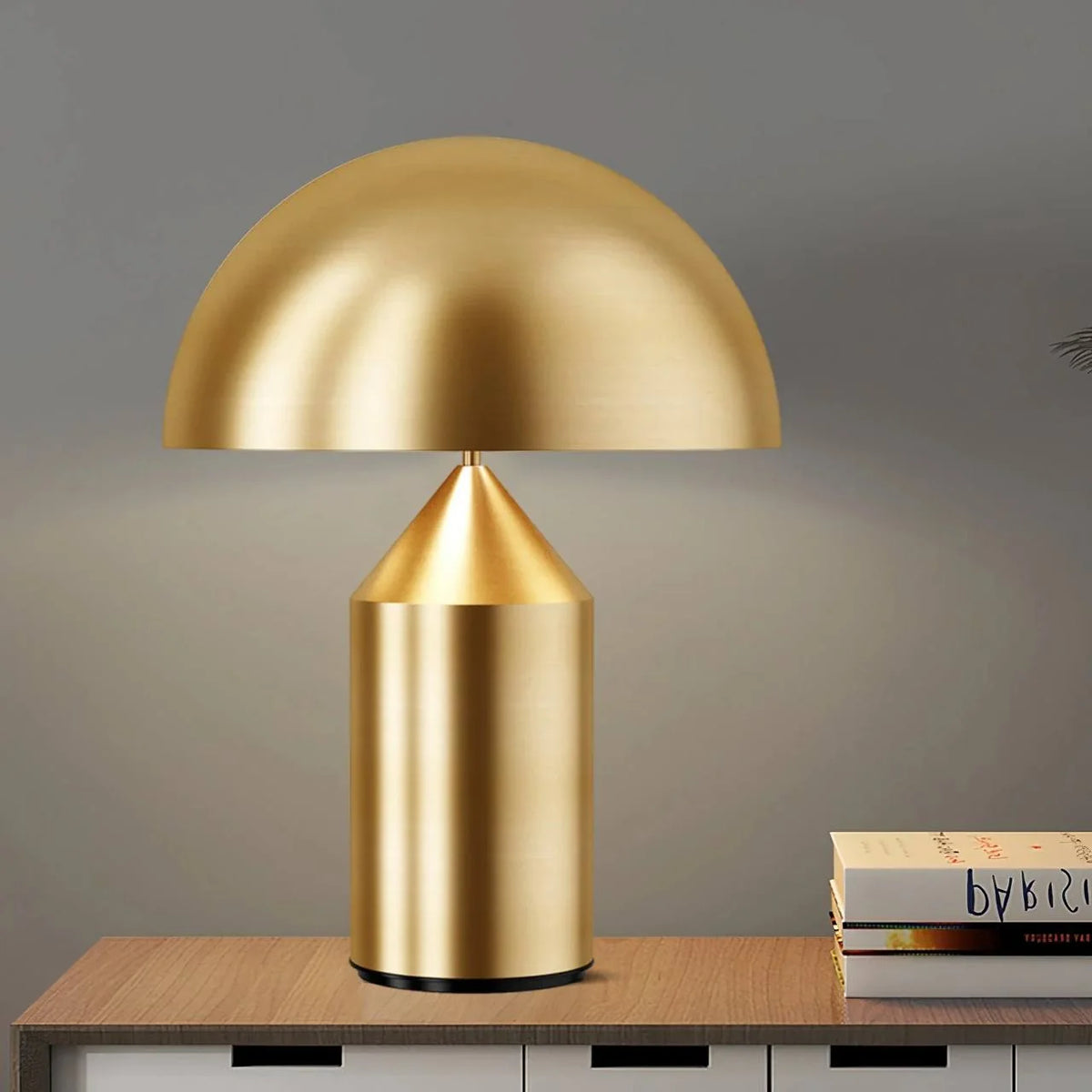 Table Lamp Geometric Metal Dimmer-Compatible Push-Button Control