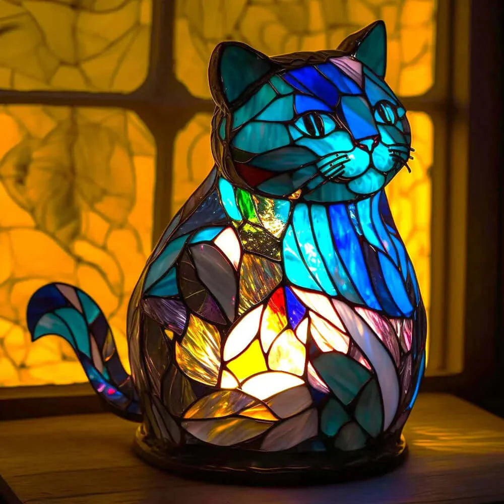 Table Lamp Handcrafted Mosaic Animal Motif Metal Base