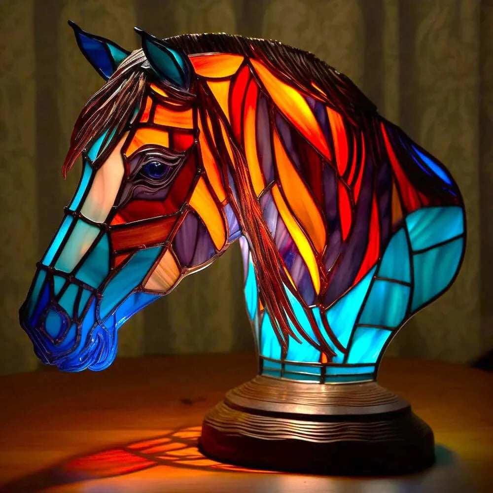 Table Lamp Handcrafted Mosaic Animal Motif Metal Base