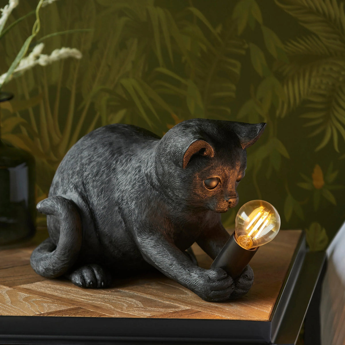 Table Lamp Resin Kitten Design Inline Switch