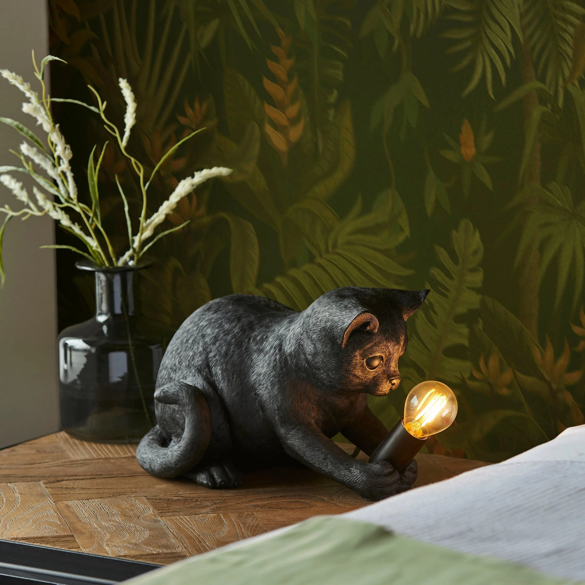 Table Lamp Resin Kitten Design Inline Switch