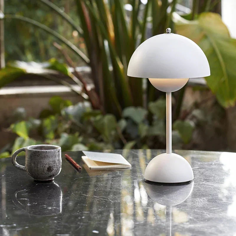 Table Lamp Retro Mushroom Wireless Rechargeable Touch Dimmable