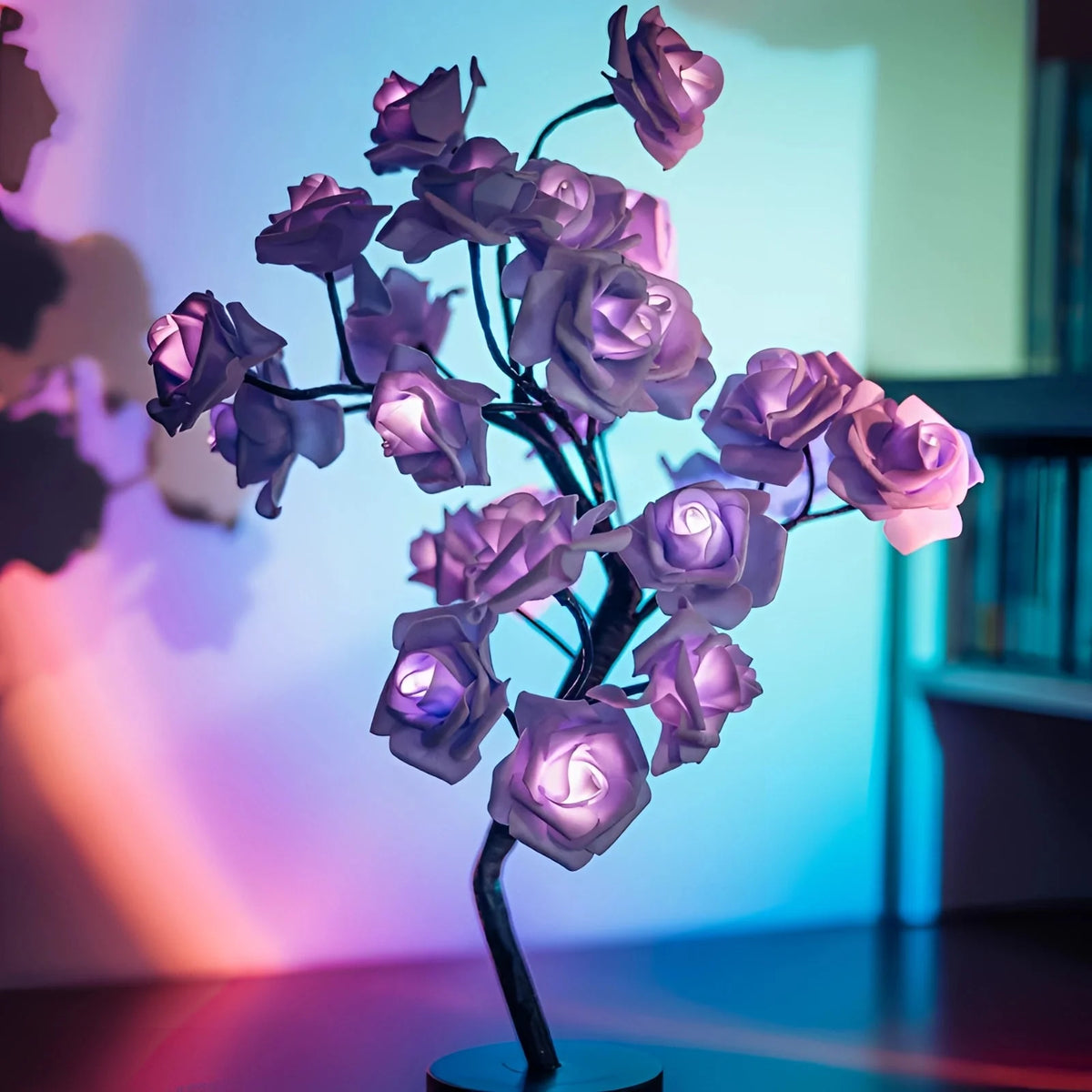 Table Lamp Rose Petal Design Warm LED Light