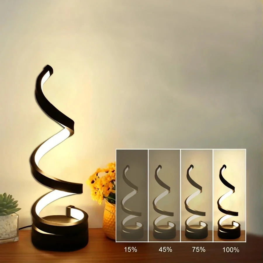 Table Lamp Spiral LED Three-Level USB-Powered