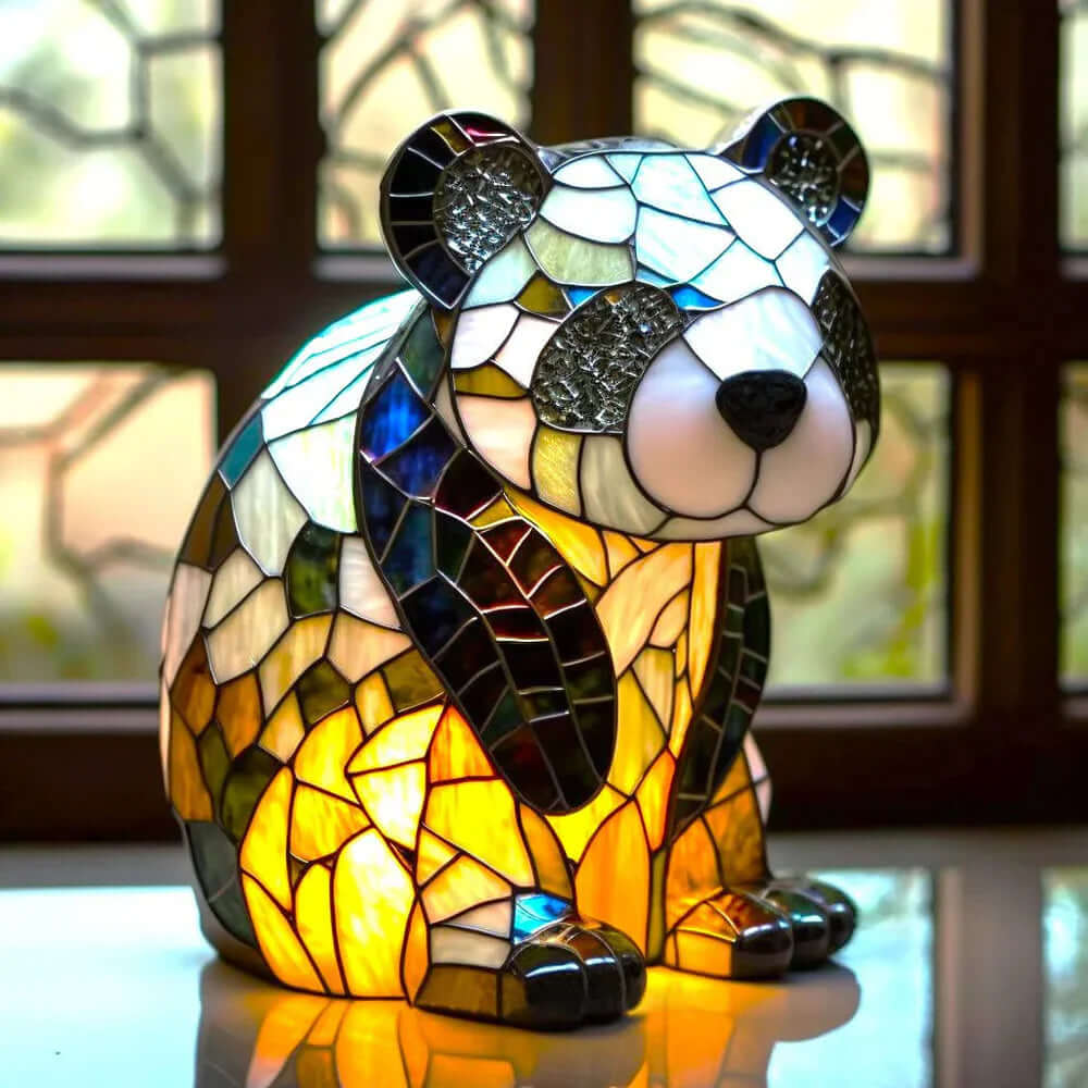 Table Lamp Stained Glass Mosaic Animal Motif