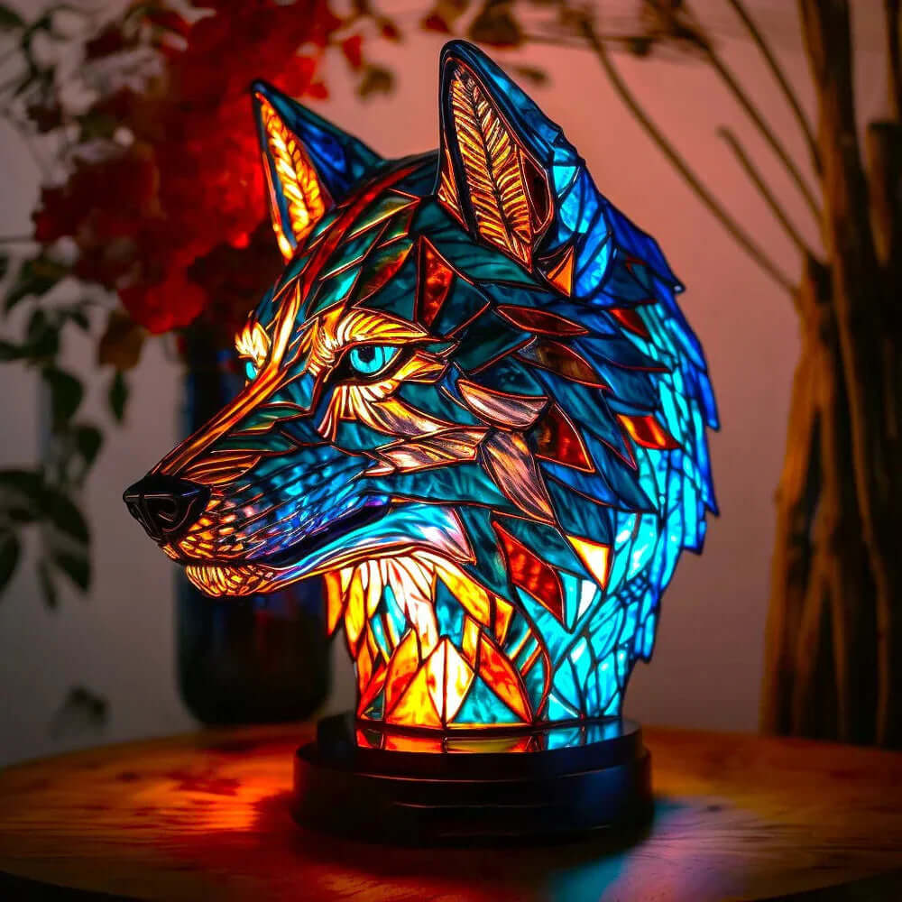 Table Lamp Stained Glass Mosaic Animal Motif
