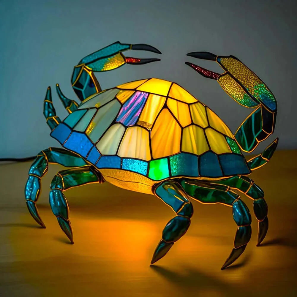 Table Lamp Stained Glass Mosaic Animal Motif