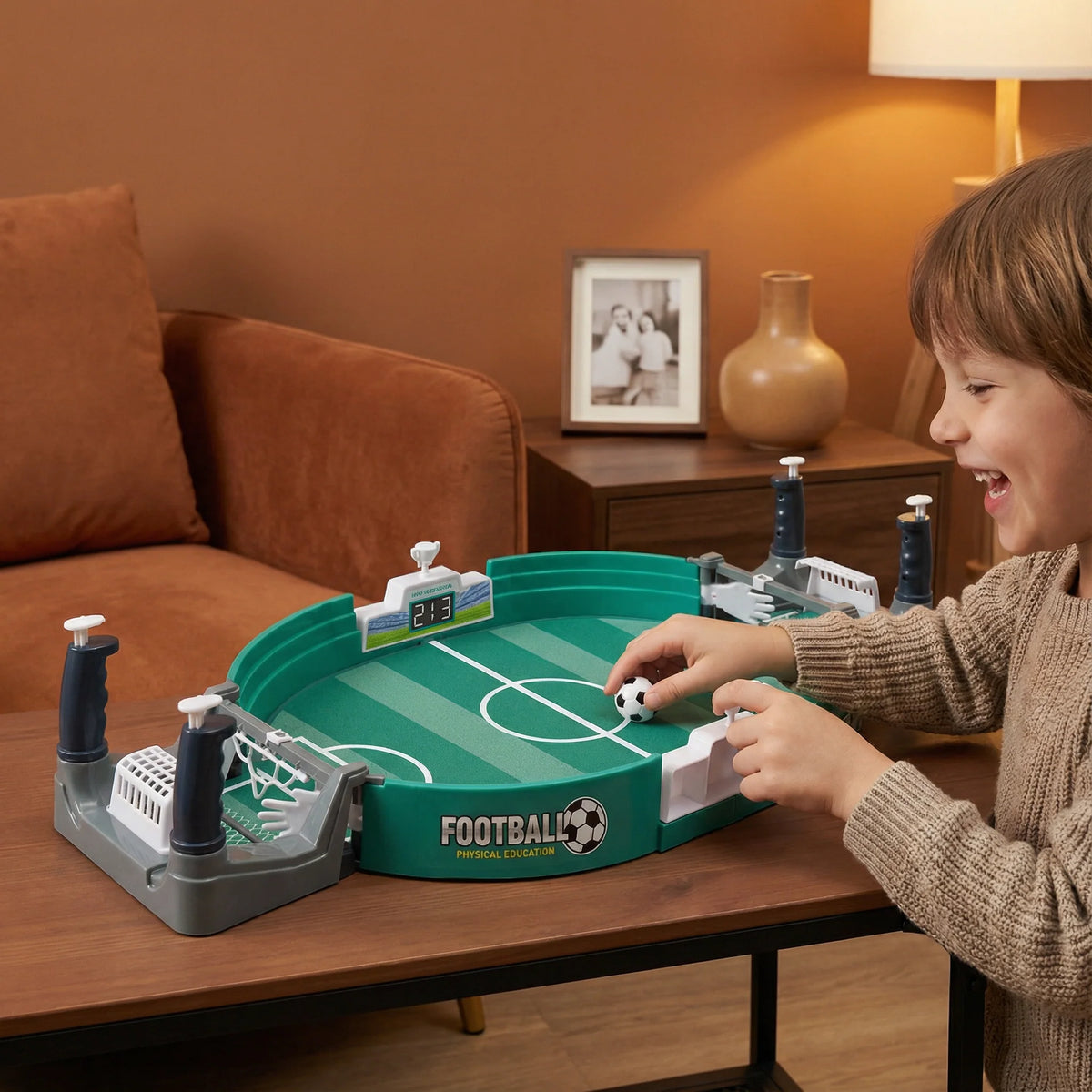Tabletop Foosball Slider Control Realistic Pitch Built In Scoreboard