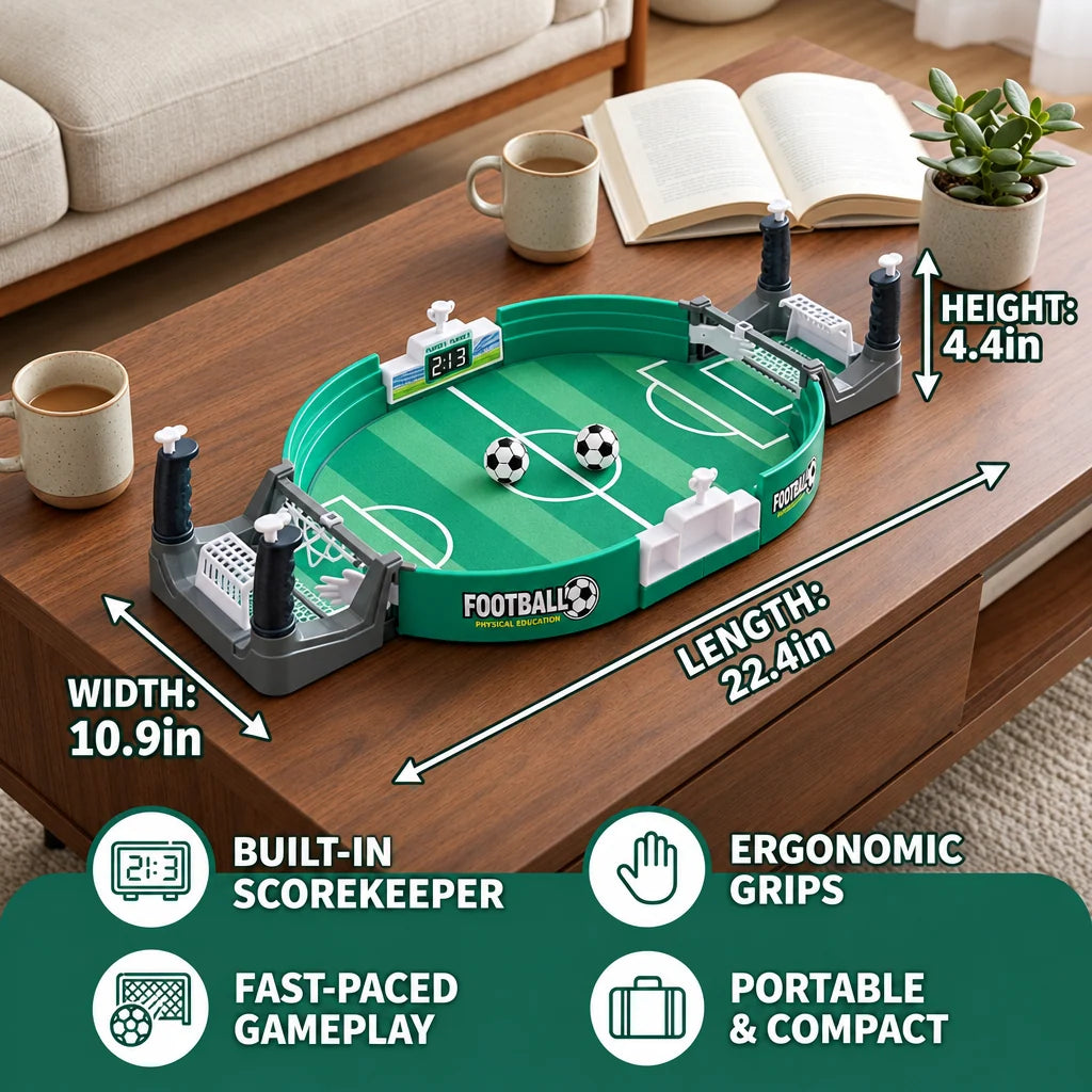 Tabletop Foosball Slider Control Realistic Pitch Built In Scoreboard