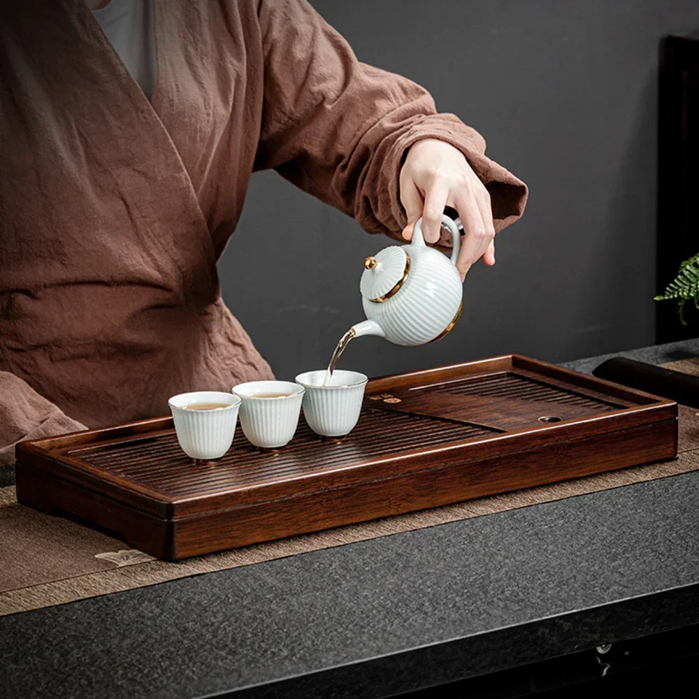 Tea Tray Bamboo Surface Removable Top